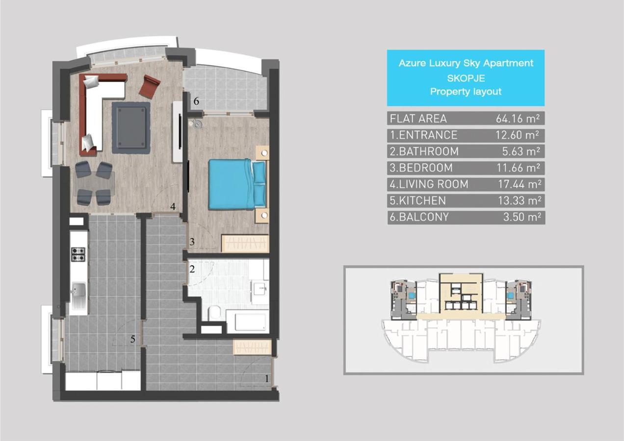 Azure Luxury Sky Apartment Skopje Bagian luar foto
